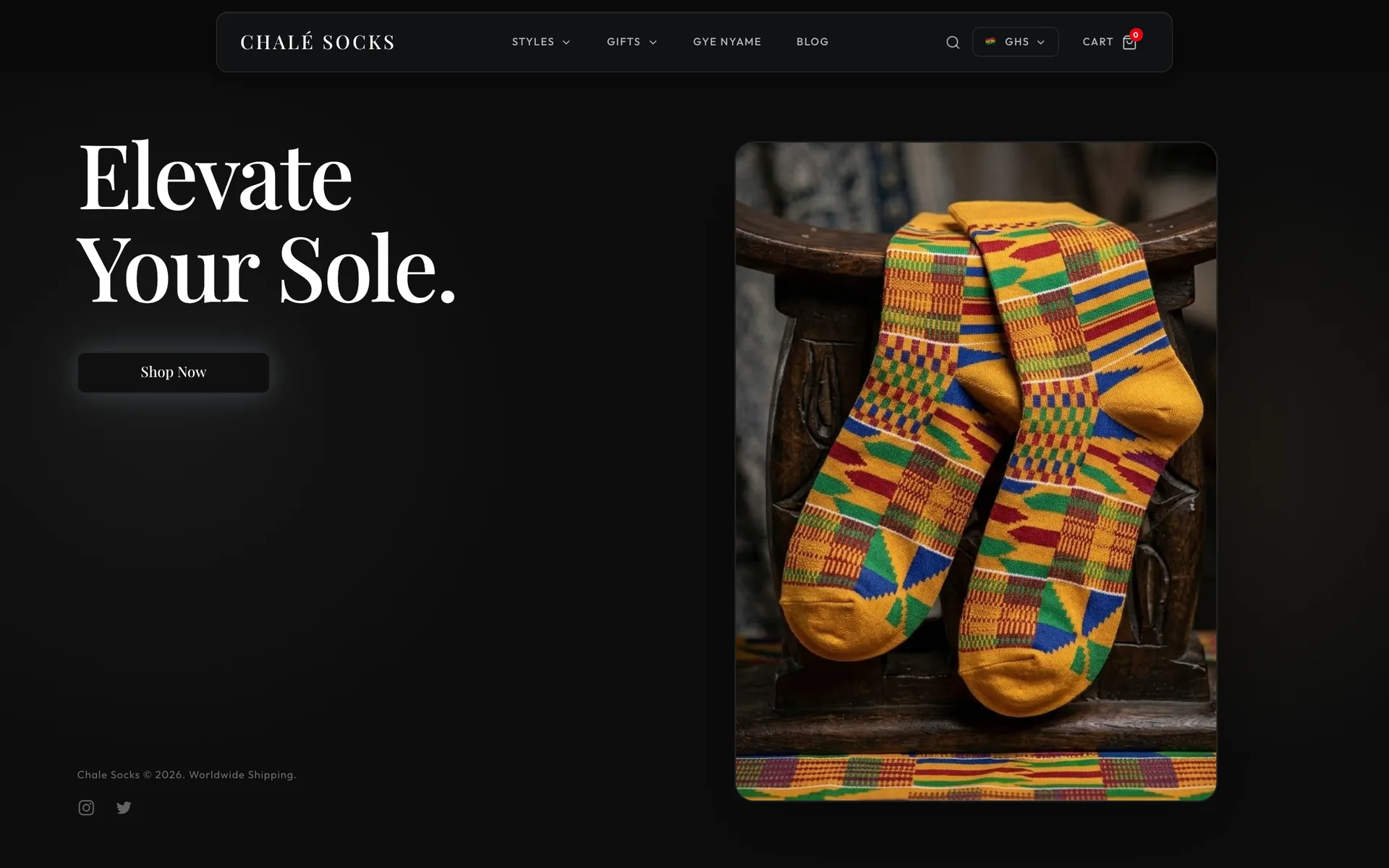 Chale Socks — landing (actual product)